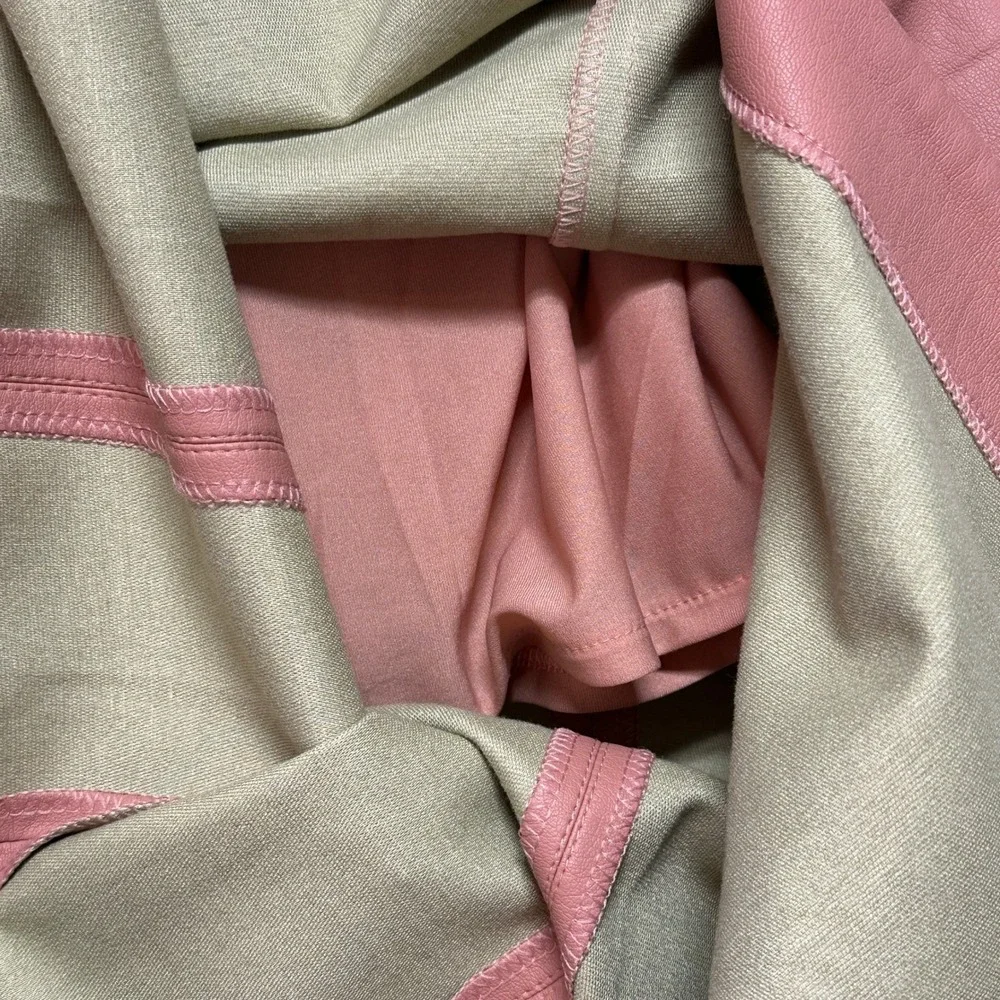 Alice Dusty Rose Faux Leather Paperbag‎ Waist Midi Skirt Belted Size Large